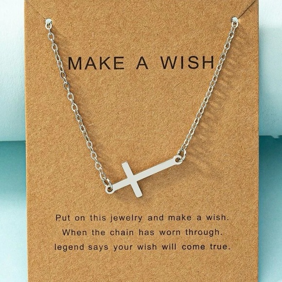 Silver Sideways Cross - Picture 2 of 3